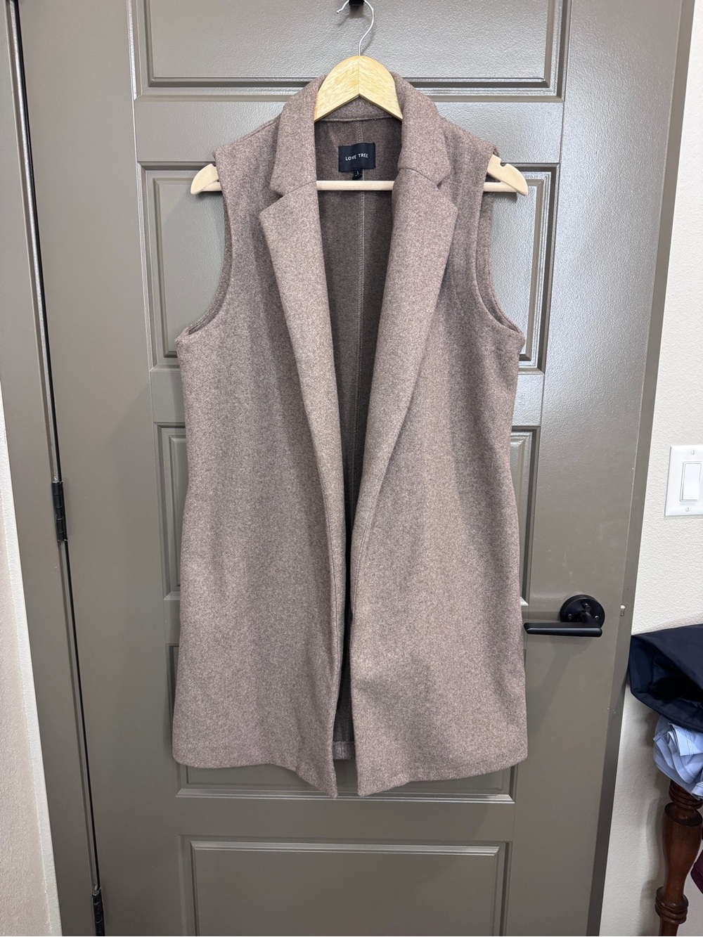 Love Tree Long Cool Brown Blazer Vest - Picture 4 of 11